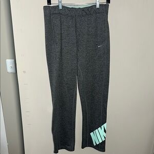 Nike Gray with teal thermafit fleece lined Sweatpants